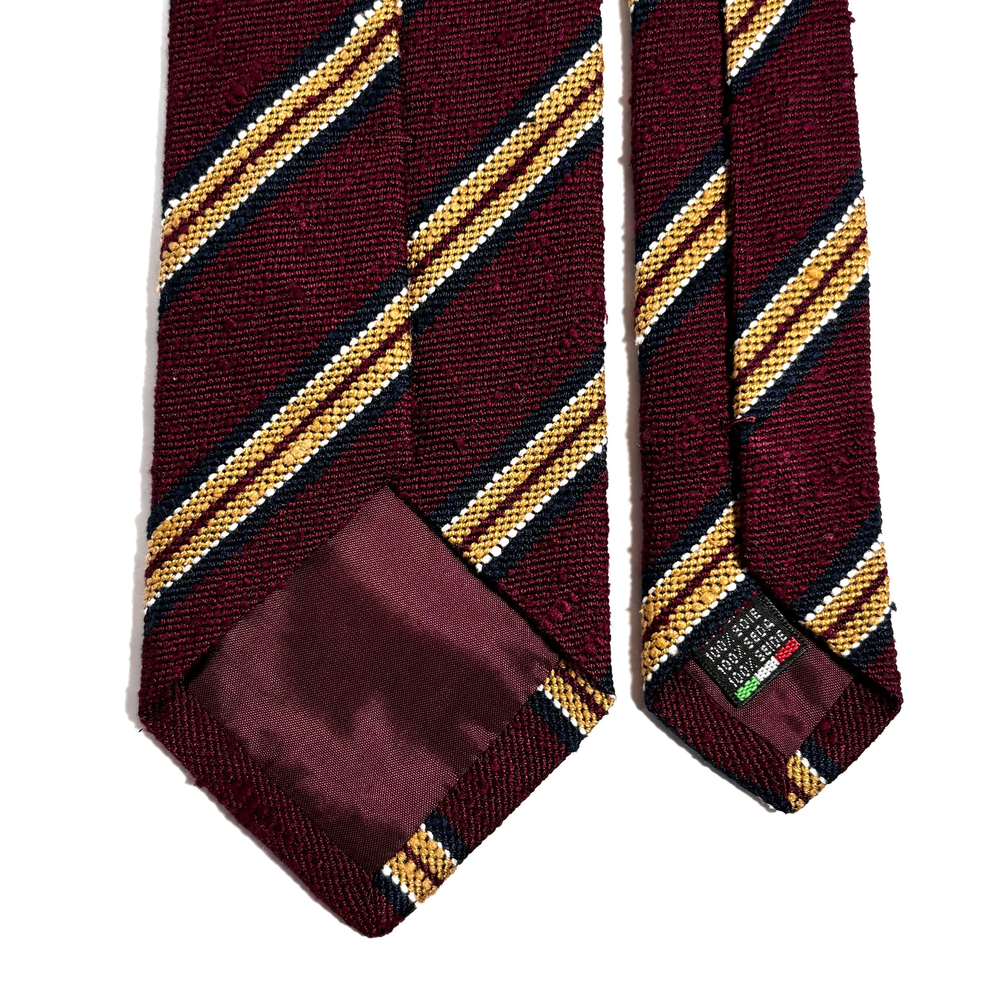 Burgundy & Gold Striped Silk Shantung Tie-3