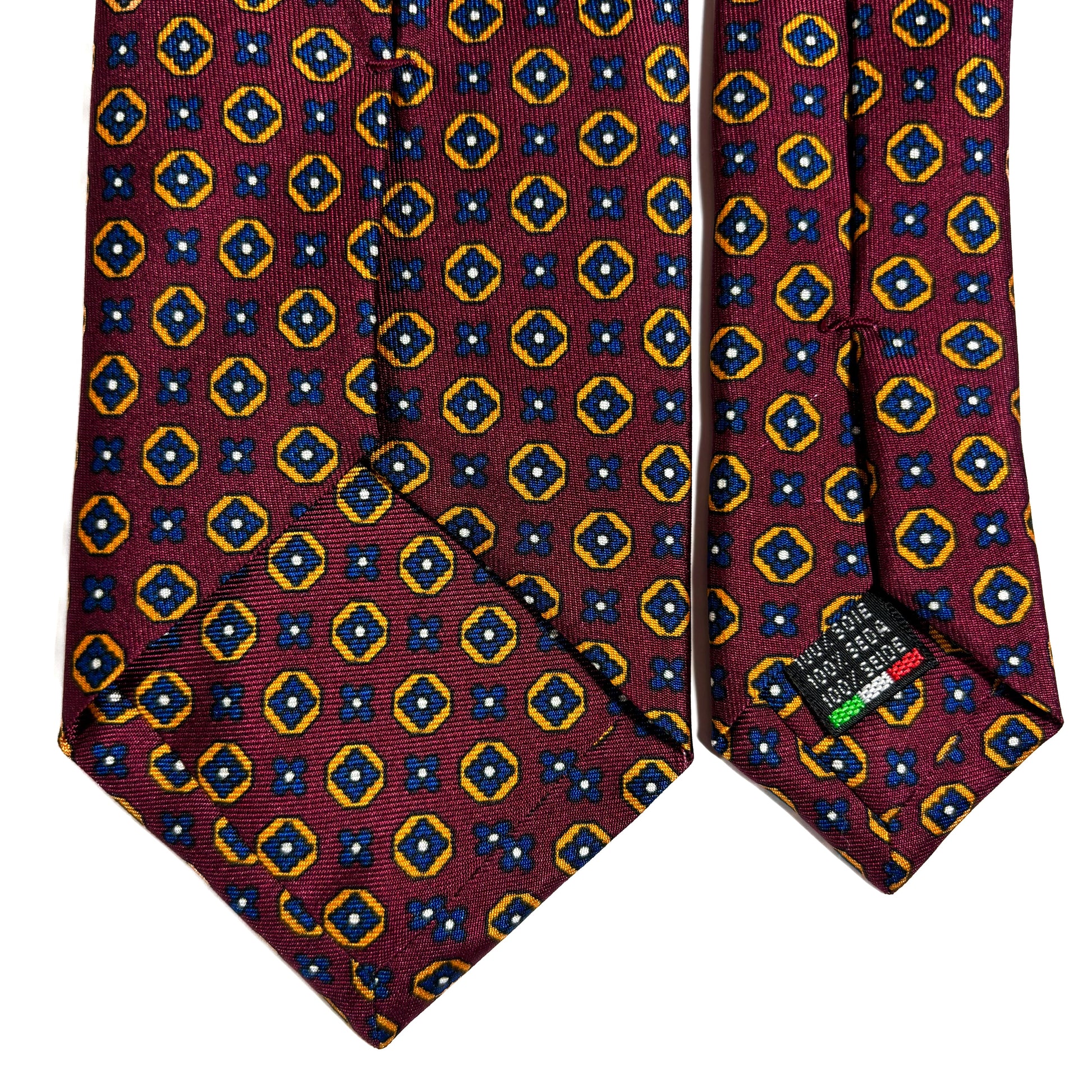 Burgundy Geometric Printed Silk Tie-3