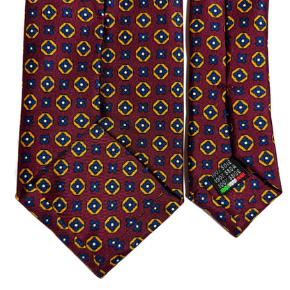 Burgundy Geometric Printed Silk Tie-3