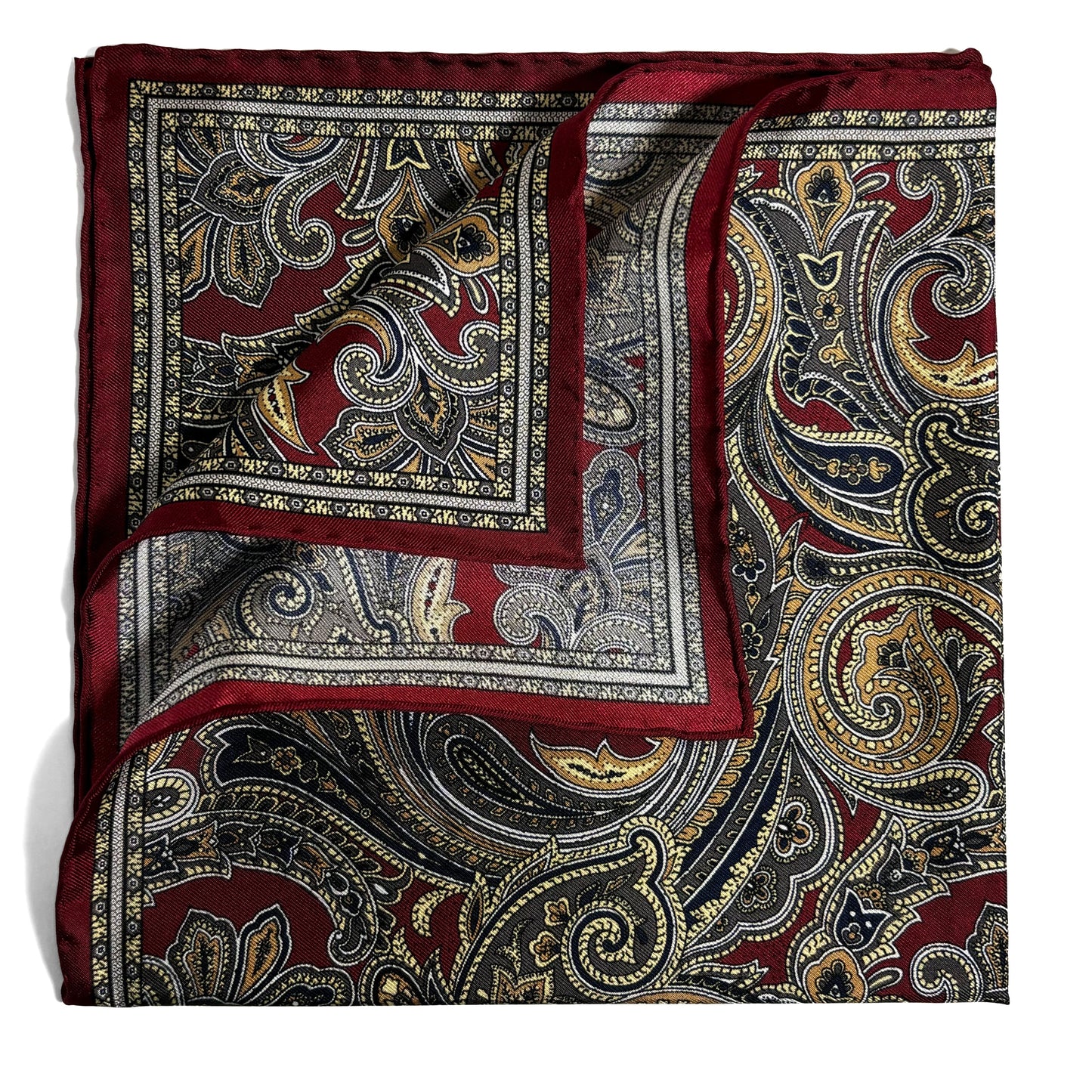 Burgundy Paisley Silk Pocket Square-2