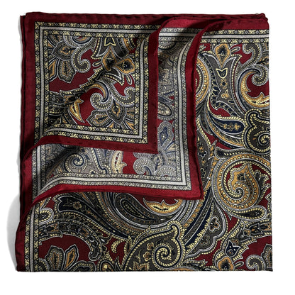 Burgundy Paisley Silk Pocket Square-2