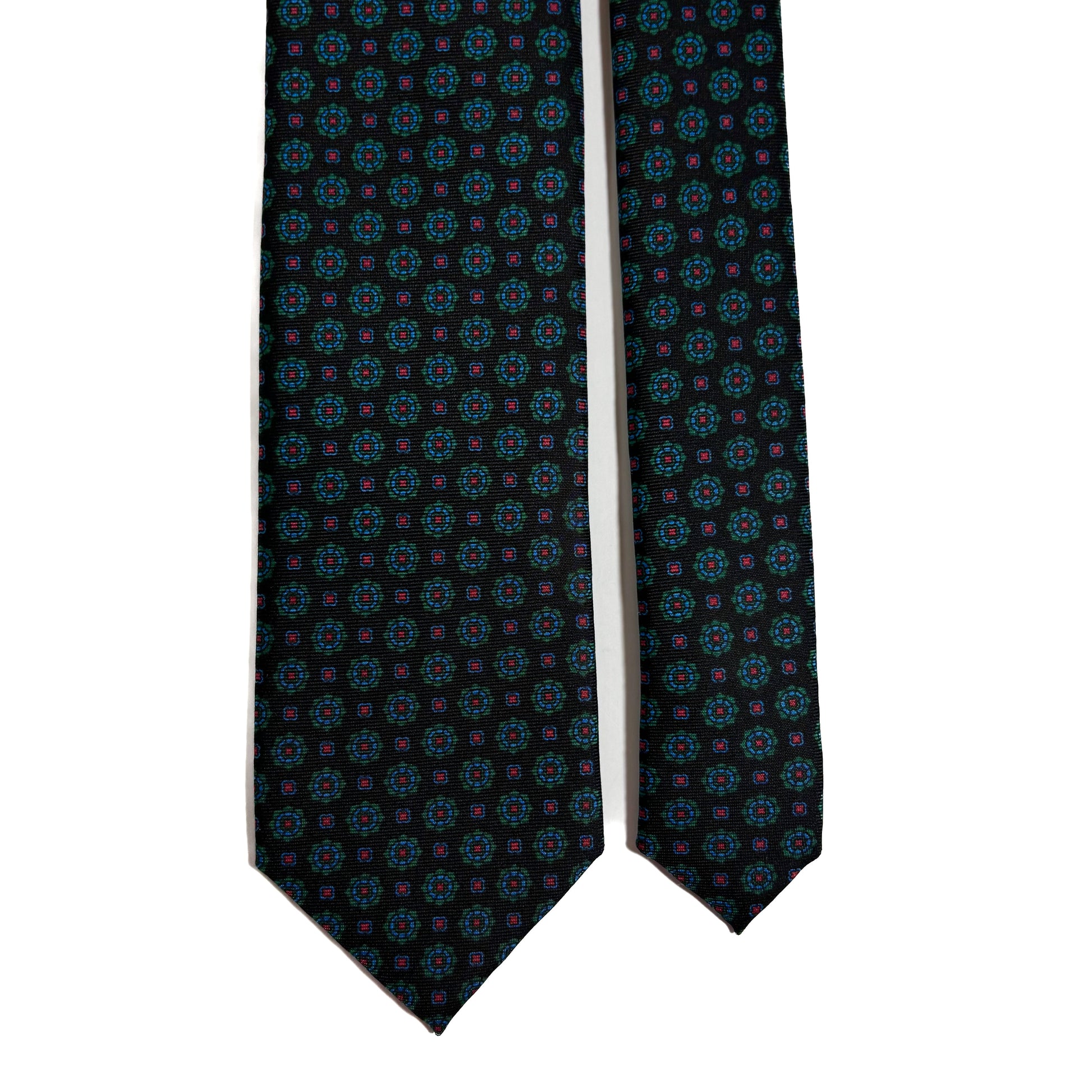 Hand-Printed Dark Brown Geometric Silk Tie-2