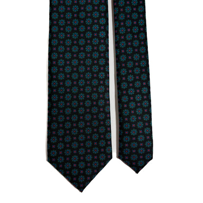 Hand-Printed Dark Brown Geometric Silk Tie-2