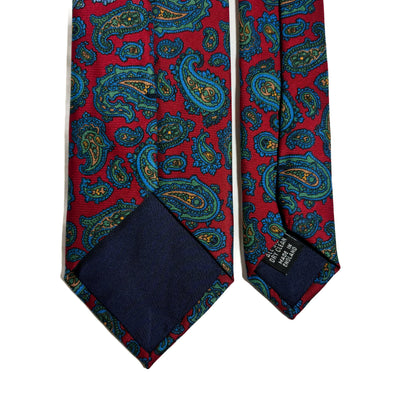 Hand-Printed Red Paisley Silk Tie-3