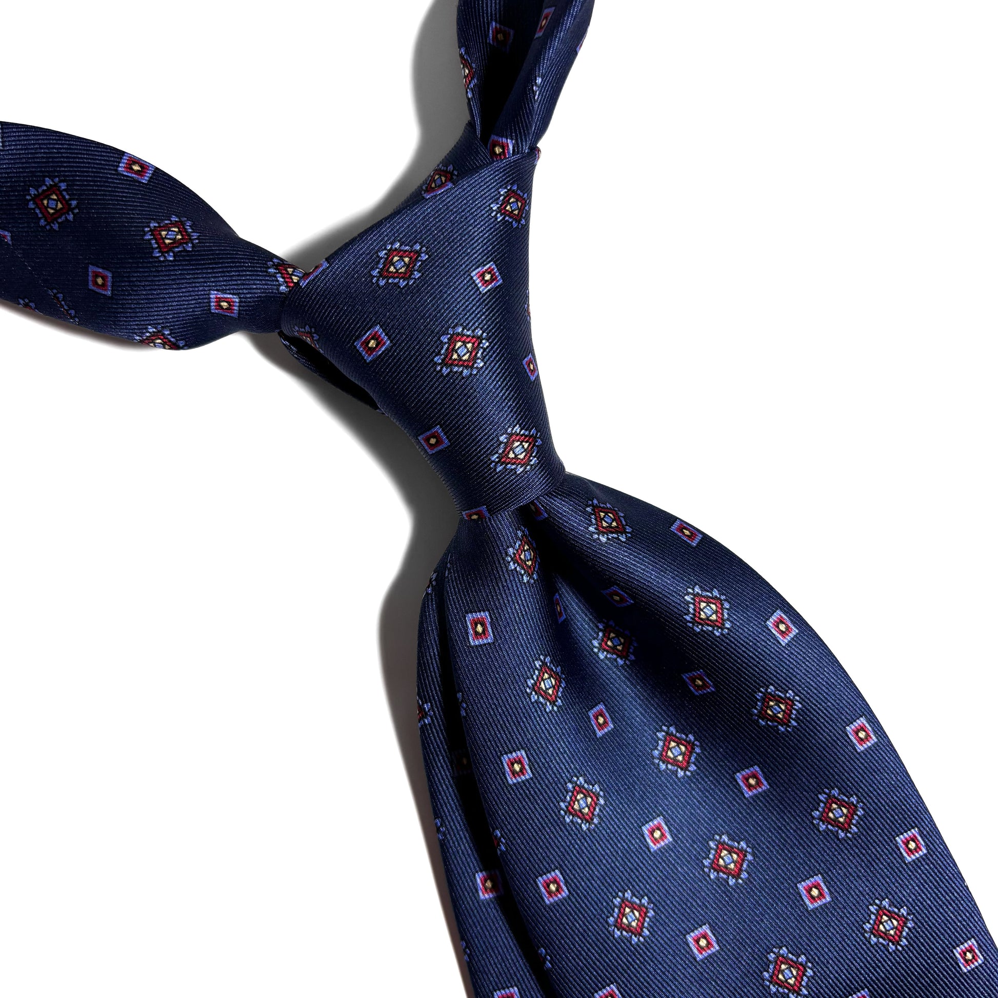 Navy Blue Geometric English Printed Silk Tie-1