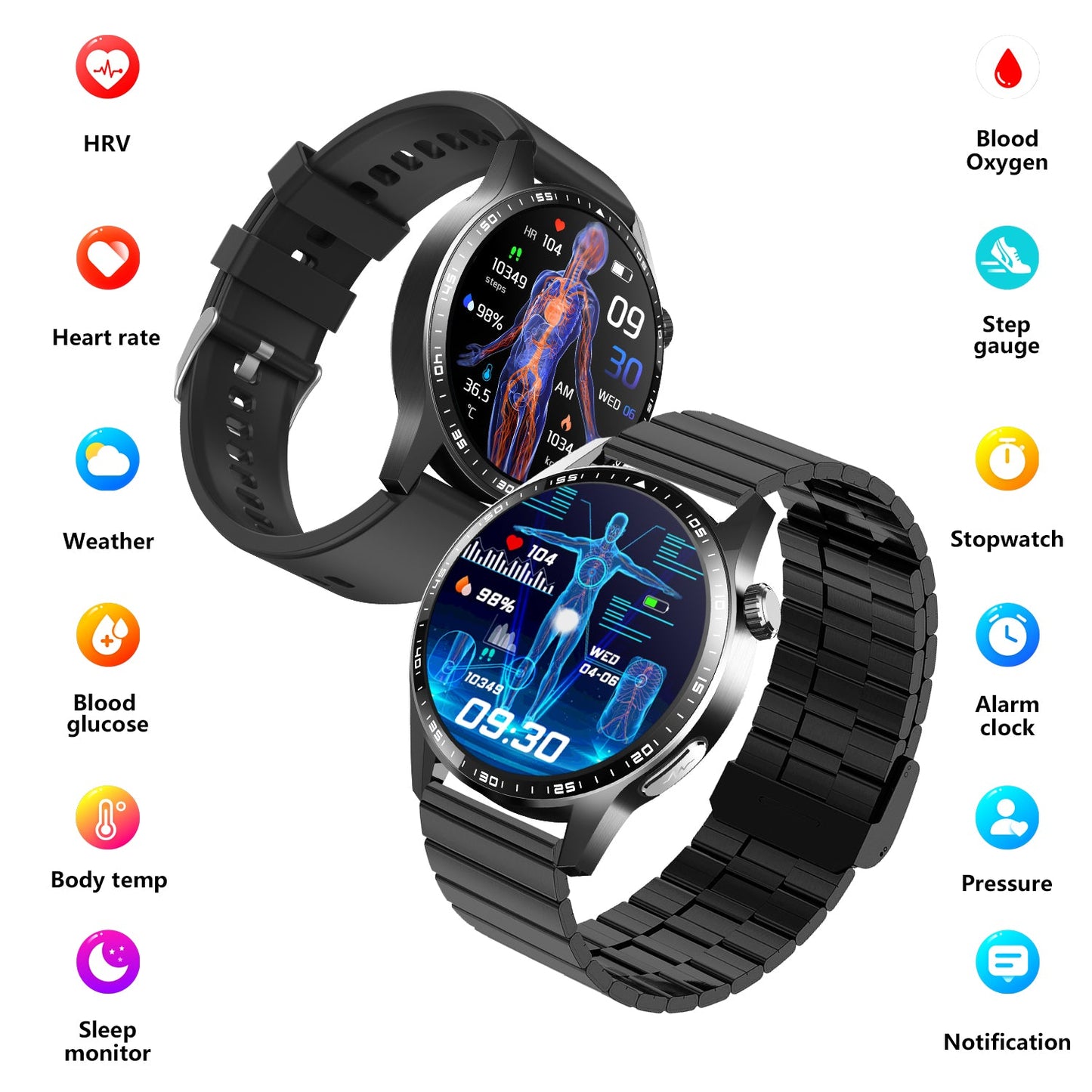 Healthy Blood Oxygen Smart Watch Men ECG+PPG Precise Body Temperature Heart Rate Monitor Smartwatch HRV Blood Pressure Watches-2