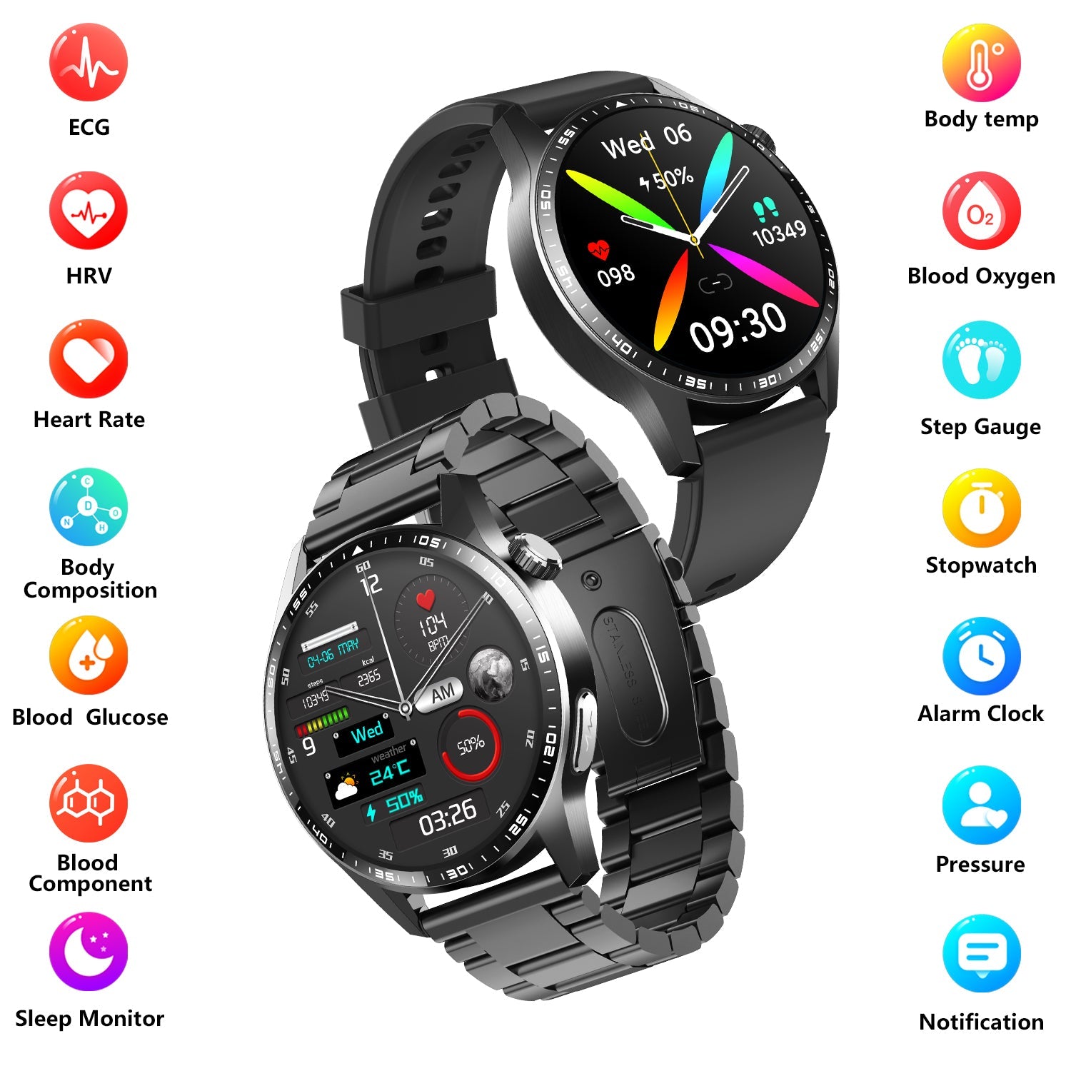 Healthy Blood Oxygen Smart Watch Men ECG+PPG Precise Body Temperature Heart Rate Monitor Smartwatch HRV Blood Pressure Watches-3