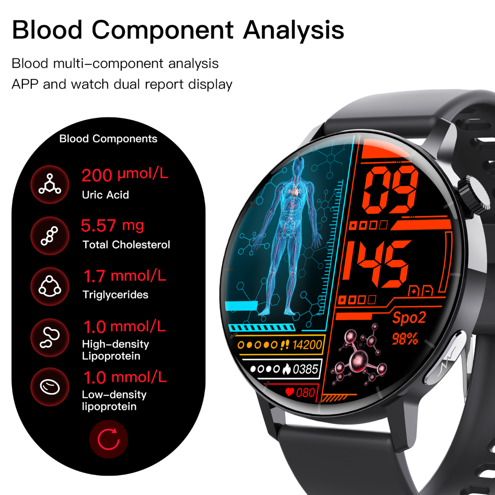 ECG monitor Smart Watch Non Invasive Blood Glucose Smart Watch with Blood Component Analysis-5