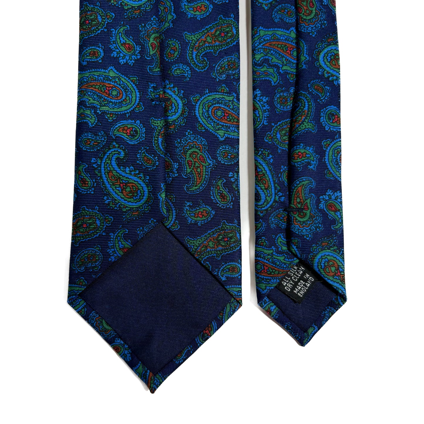 Hand-Printed Nautical Blue Paisley Silk Tie-3