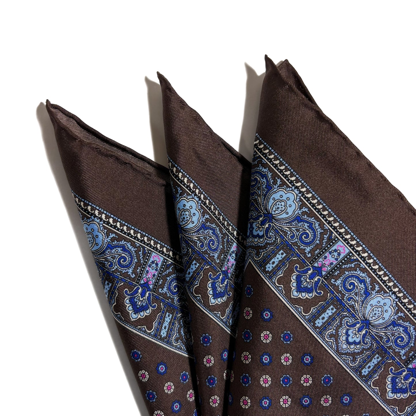 Brown Floral Silk Pocket Square-1