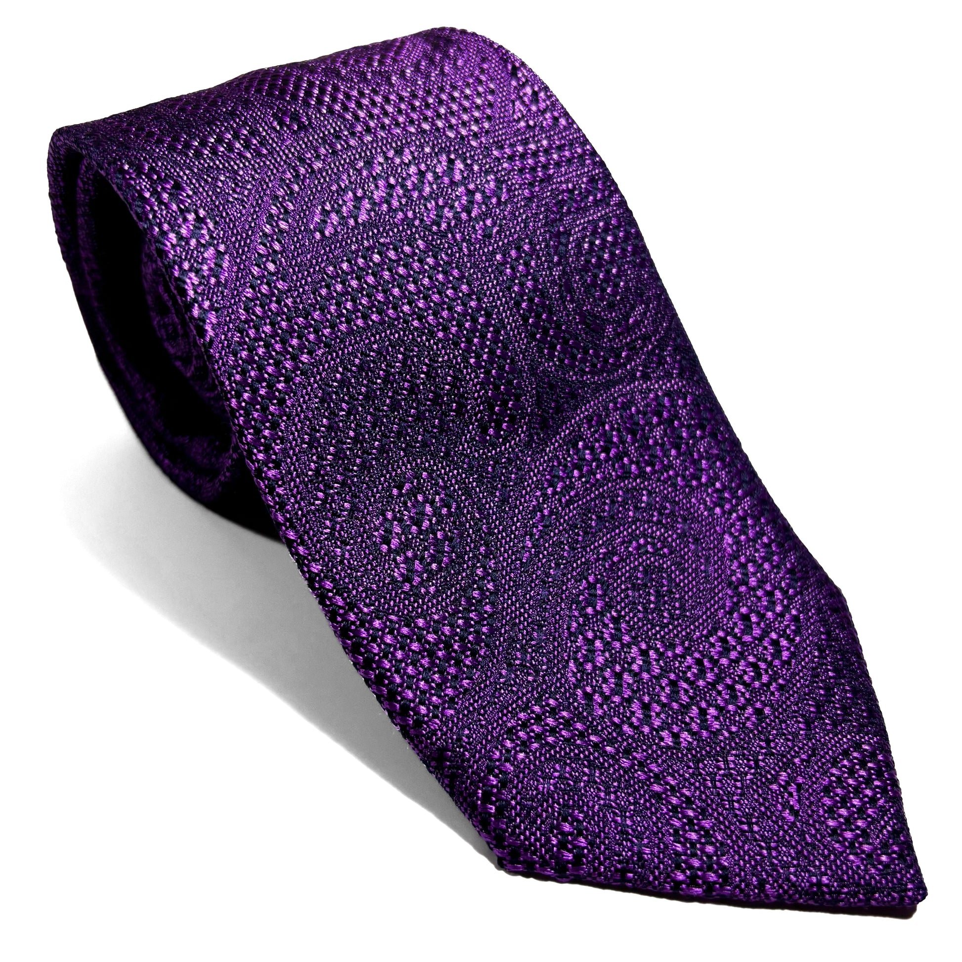 PHOENIX Vibrant Purple Paisley Silk Grenadine Jacquard Tie-0