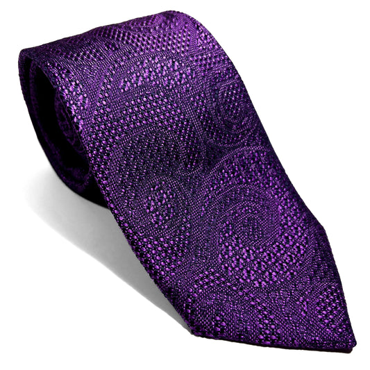PHOENIX Vibrant Purple Paisley Silk Grenadine Jacquard Tie-0