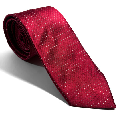 Red Polka Dot Silk Jacquard Tie-0