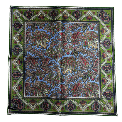 Blue & Green Paisley Silk Pocket Square-4