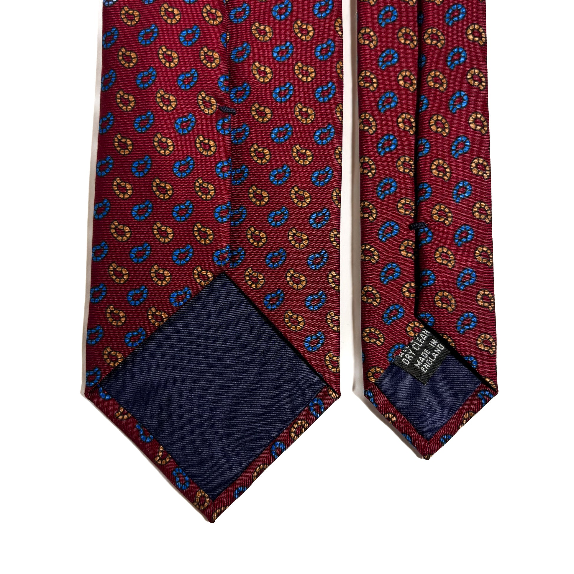 Hand-Printed Burgundy Small Paisley Silk Tie-3