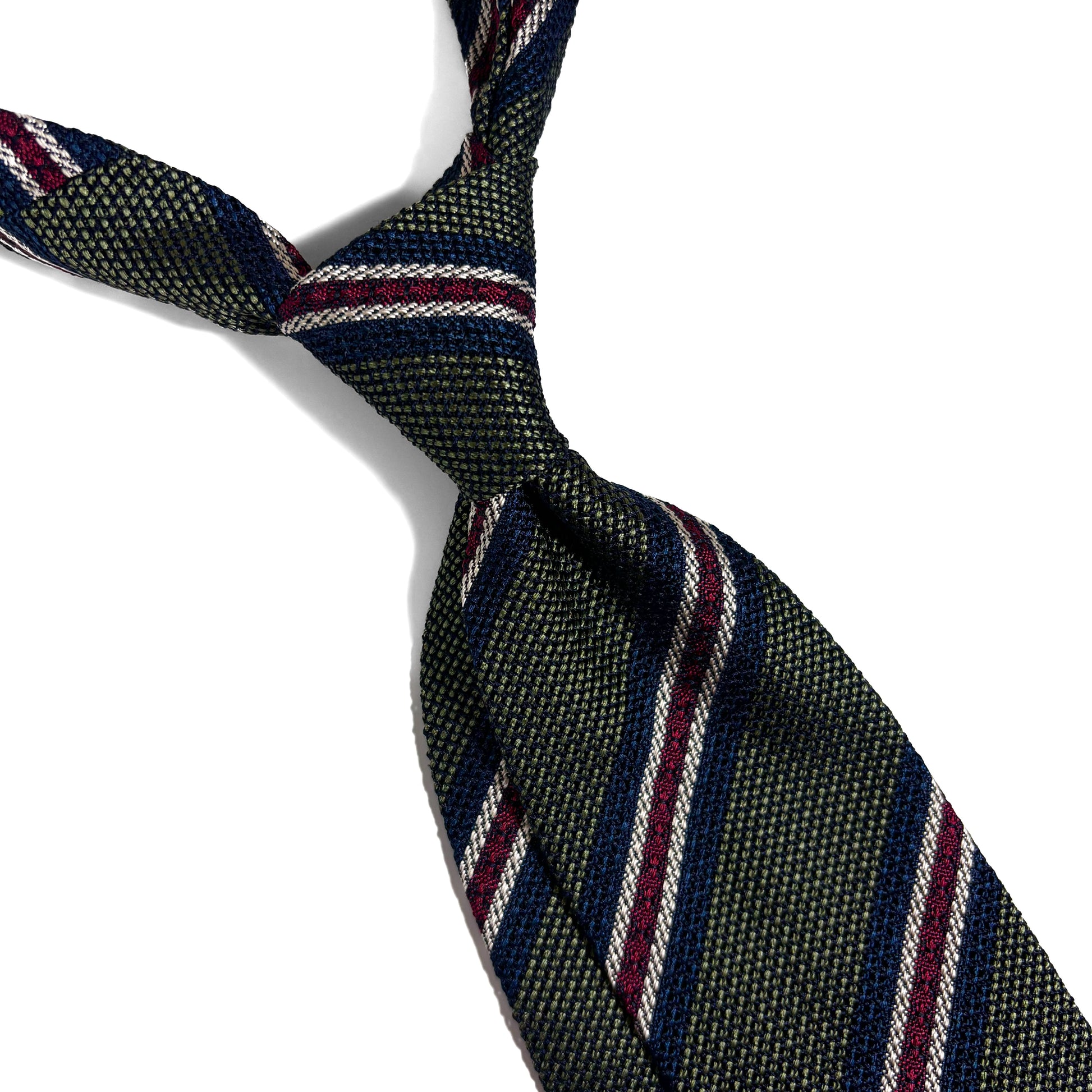 Olive Green Striped Silk Grenadine Tie (Garza Fina)-1