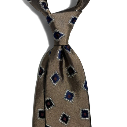 Brown Geometric Silk Jacquard Tie-1