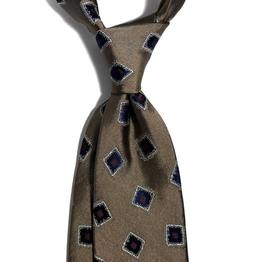 Brown Geometric Silk Jacquard Tie-1