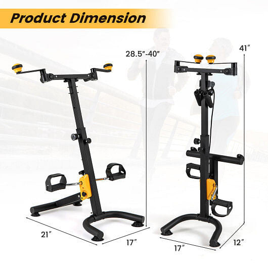 Pedal Exerciser with Adjustable Handgrip for Seniors-Yellow-3