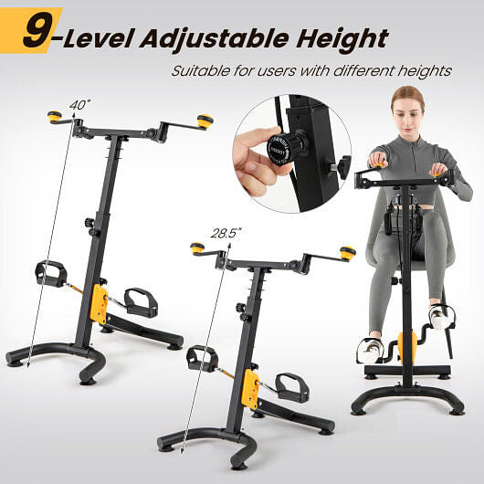 Pedal Exerciser with Adjustable Handgrip for Seniors-Yellow-2