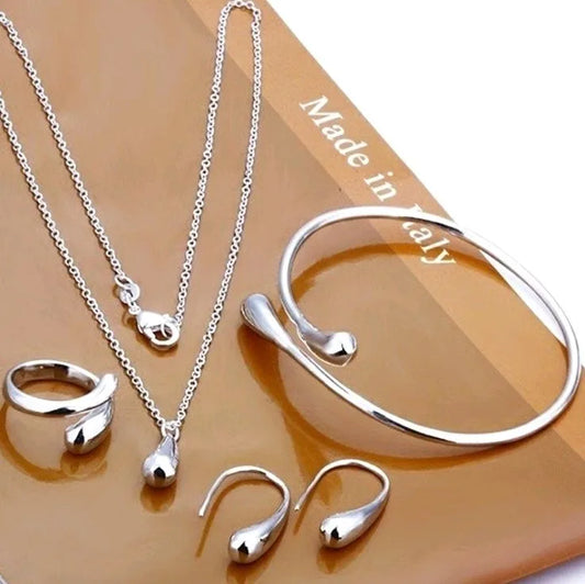 Women's Silver Needle Jewelry Set (4 pcs)-1