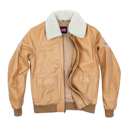 US Flag Flight Mens Pilot Leather Jacket-3