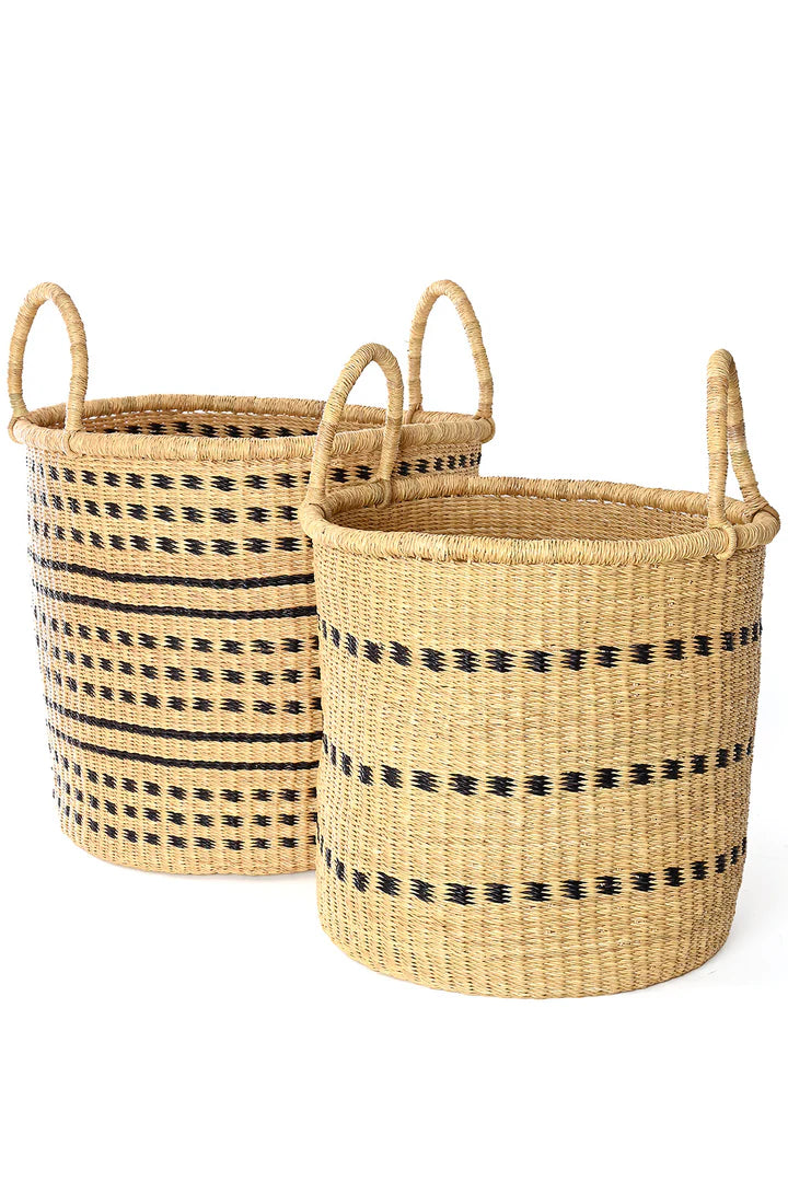 Set of 2 Dotted Elephant Grass Open Hampers