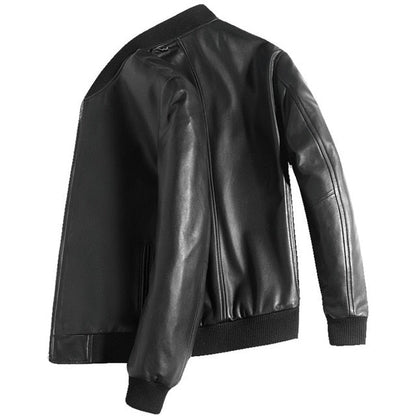 Gendry Genuine Black Aviation Men Sheepskin Real Leather Coat-2