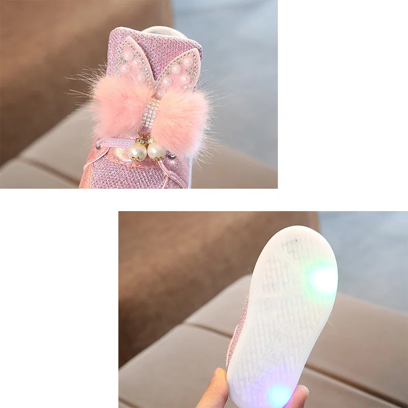 Breathable Luminous Shoes with LED and Glitter for Children-2