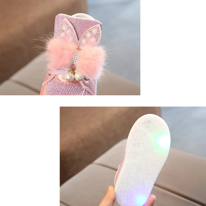 Breathable Luminous Shoes with LED and Glitter for Children-2