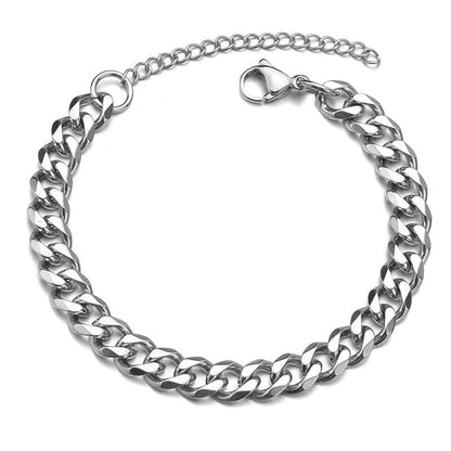 Stainless Steel Bracelets For Men Blank Color Punk Curb Cuban Link Chain Bracelets On the Hand Jewelry Gifts trend-2