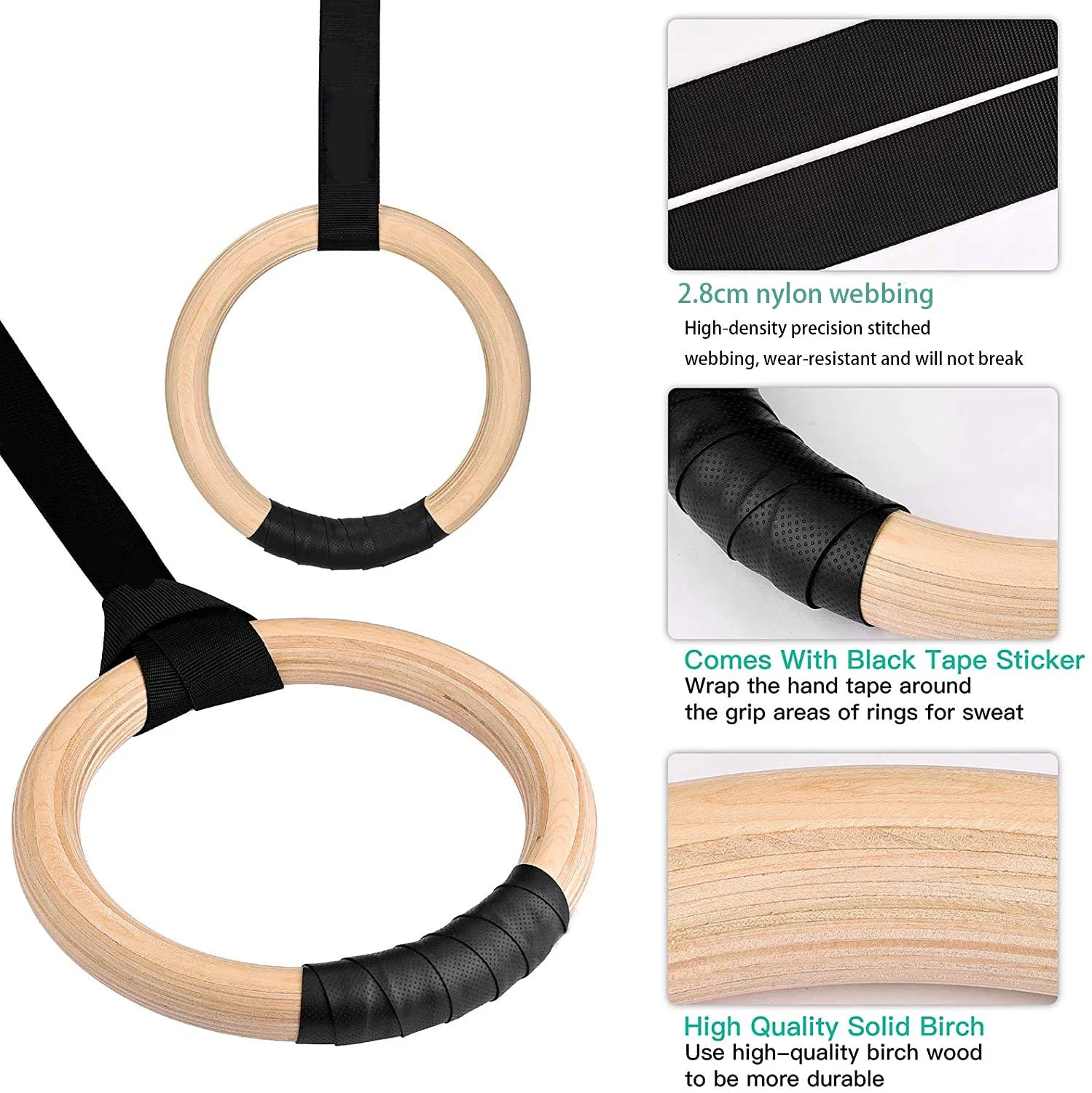 Sports Wood Gymnastic Rings-3