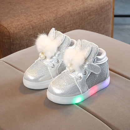 Breathable Luminous Shoes with LED and Glitter for Children-5