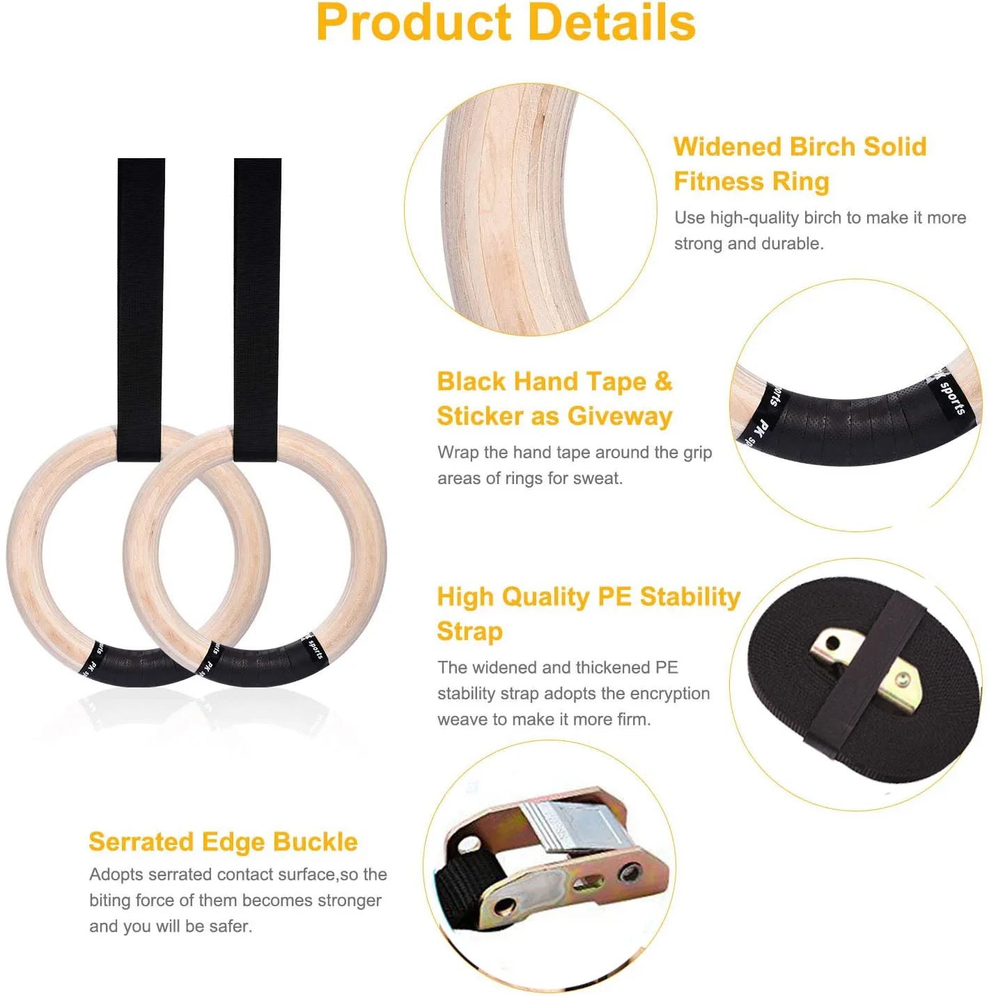 Sports Wood Gymnastic Rings-2