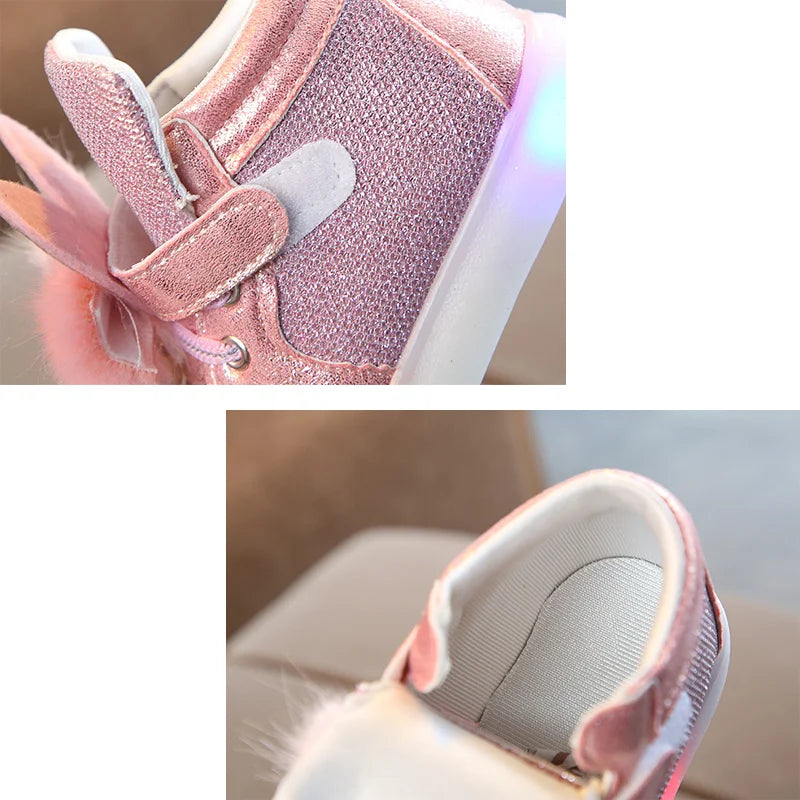 Breathable Luminous Shoes with LED and Glitter for Children-3