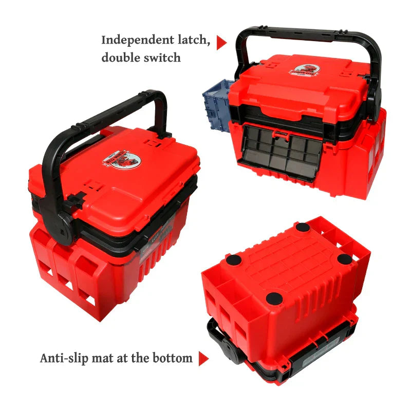 Multifunction Fishing Tackle Box with Rod Holder-2