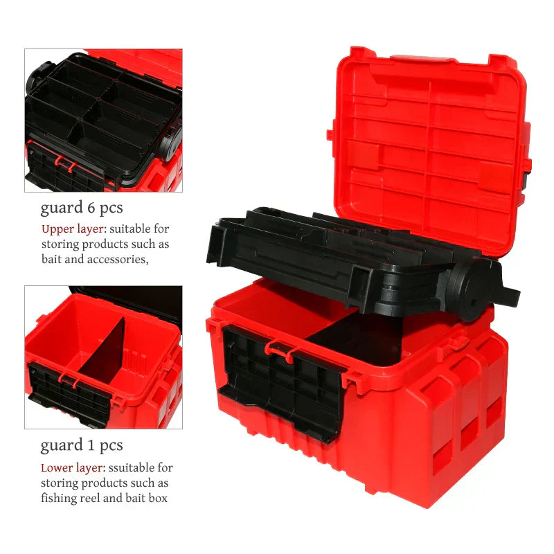 Multifunction Fishing Tackle Box with Rod Holder-3