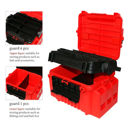 Multifunction Fishing Tackle Box with Rod Holder-3