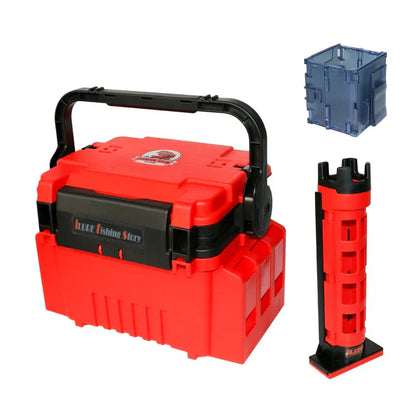 Multifunction Fishing Tackle Box with Rod Holder-0