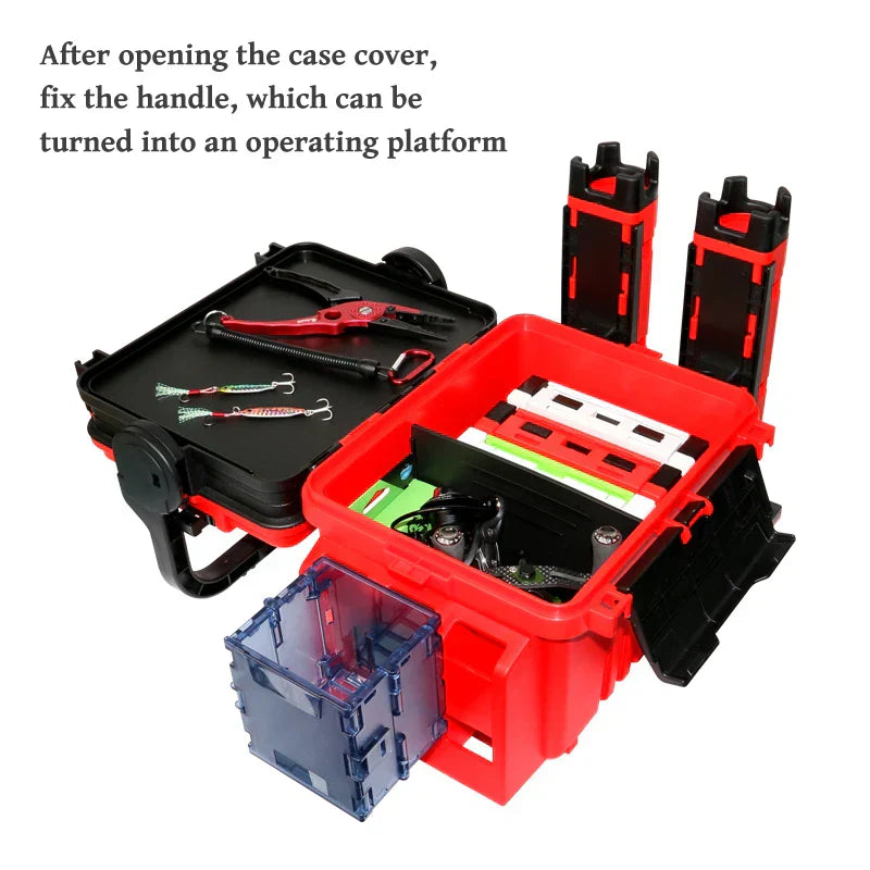 Multifunction Fishing Tackle Box with Rod Holder-4