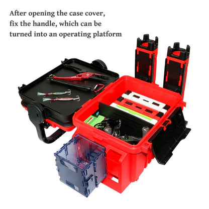 Multifunction Fishing Tackle Box with Rod Holder-4