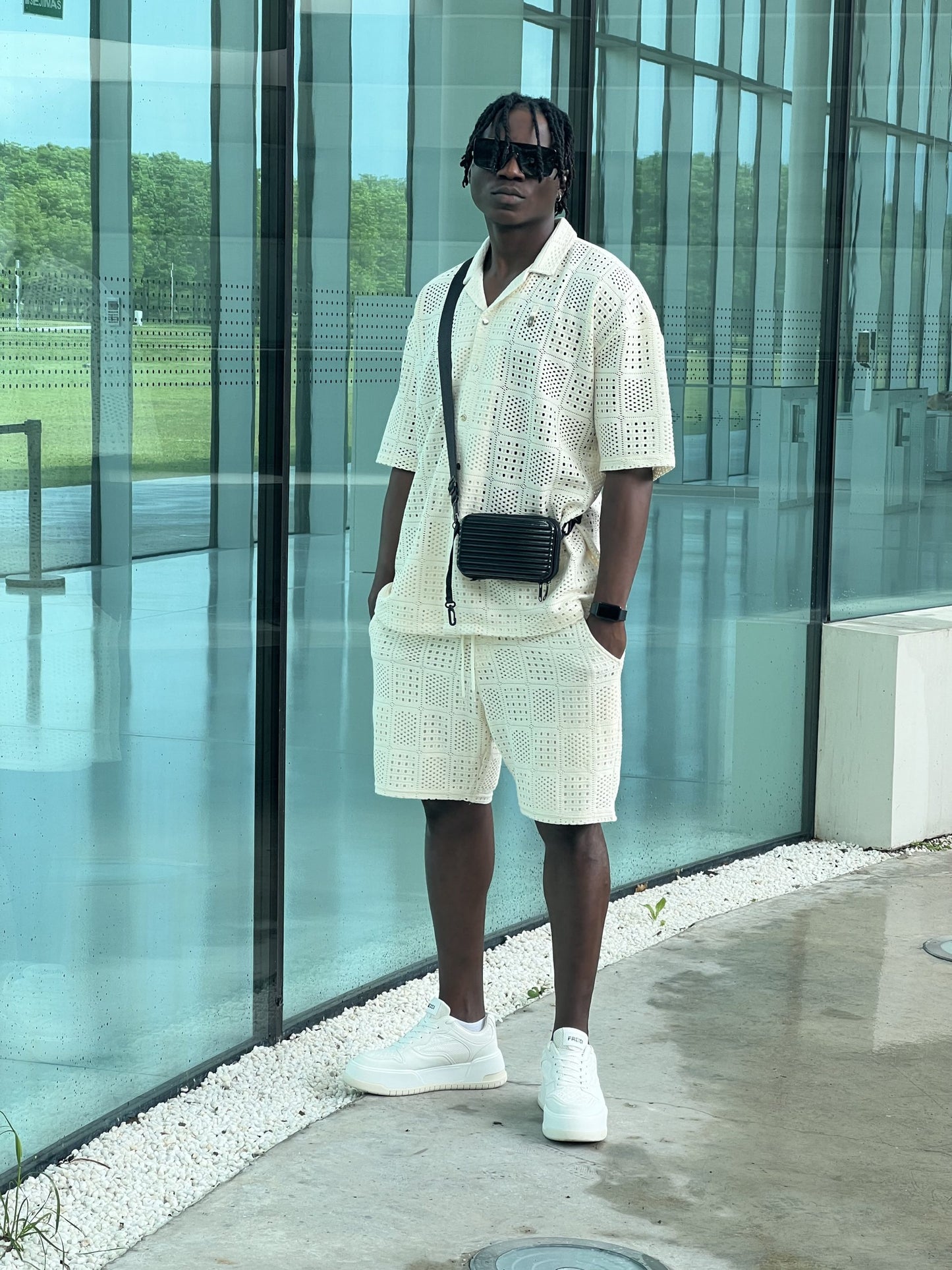 Textured Shorts – Cream-2