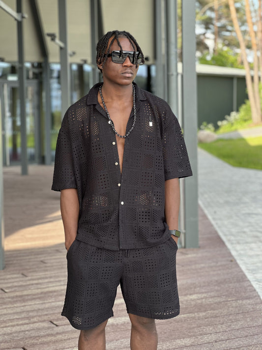 Textured Shorts – Black-1