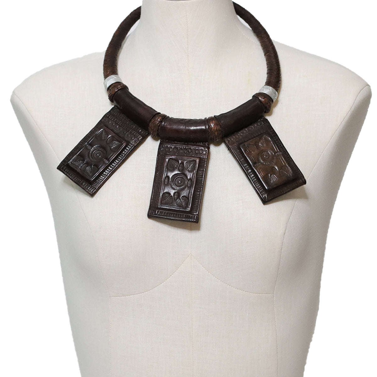 Gri Gri Protection Necklace | Brown Leather-0
