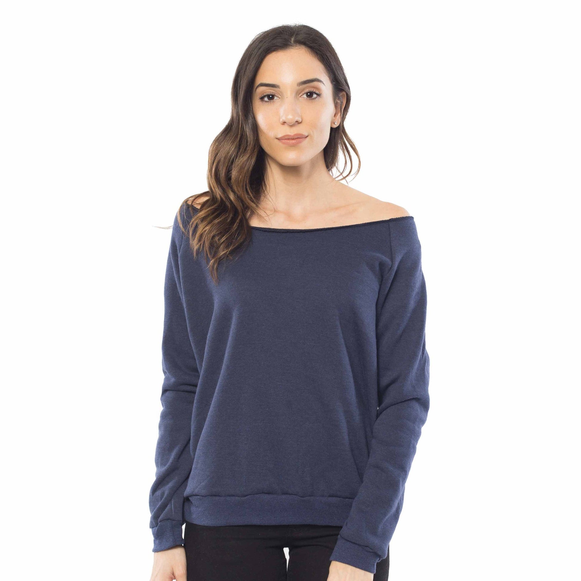 6007 - Women's Fleece Off Shoulder Pullover Sweatshirt-3