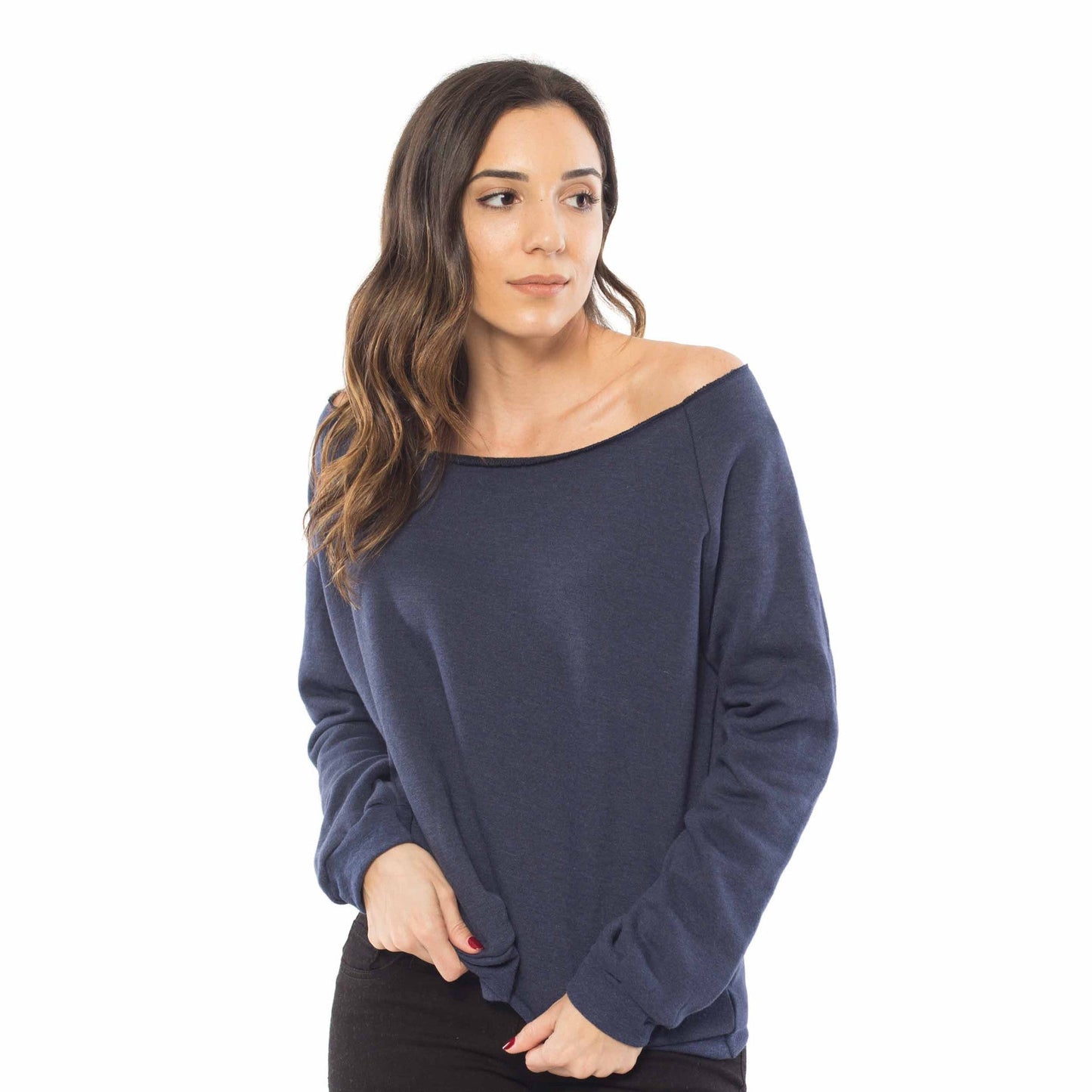 6007 - Women's Fleece Off Shoulder Pullover Sweatshirt-4