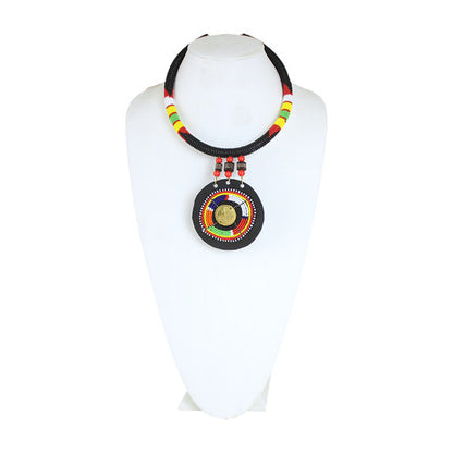 Maasai Bead/Leather Pendant Necklace