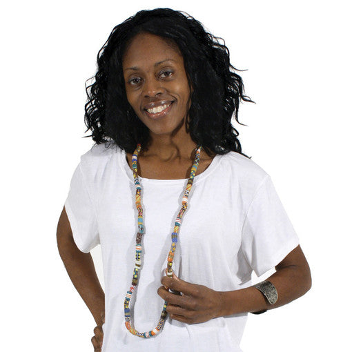 Ghana Trade Bead Long Necklace