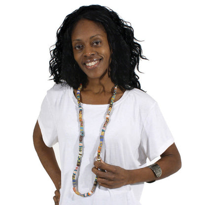Ghana Trade Bead Long Necklace