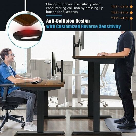 48-inch Electric Height Adjustable Standing Desk with Control Panel-Walnut-3